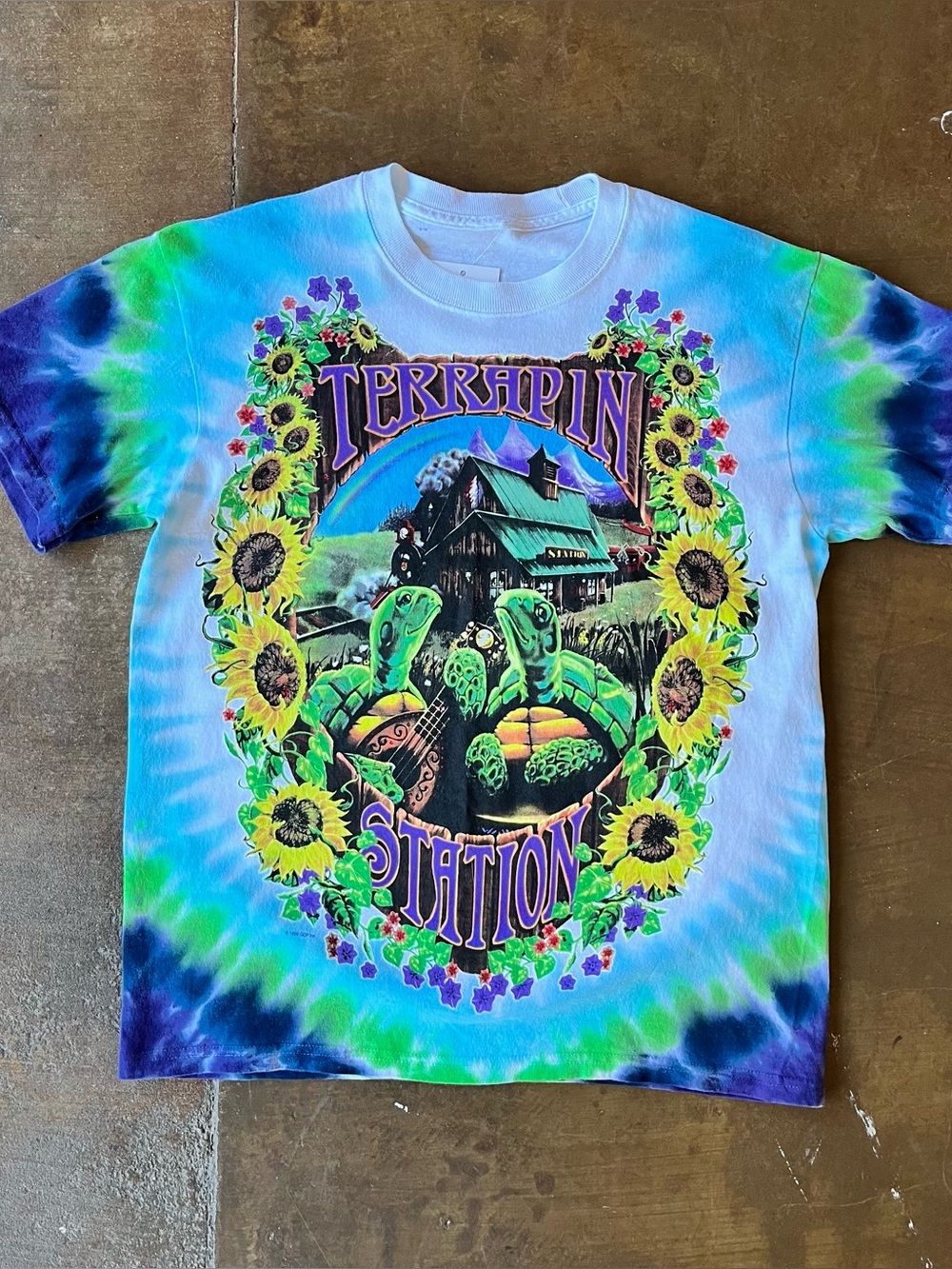 Vintage Y2K Repo Grateful Dead Terrapin Station Double Sided Tie Dye Tee Small S